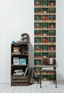 Tapete Selbstklebend Braun Grün Regal Pflanzen 368341 -livingwalls Tapeten Tapete Selbstklebend braun gruen Regal Pflanzen 368341 63203736 3