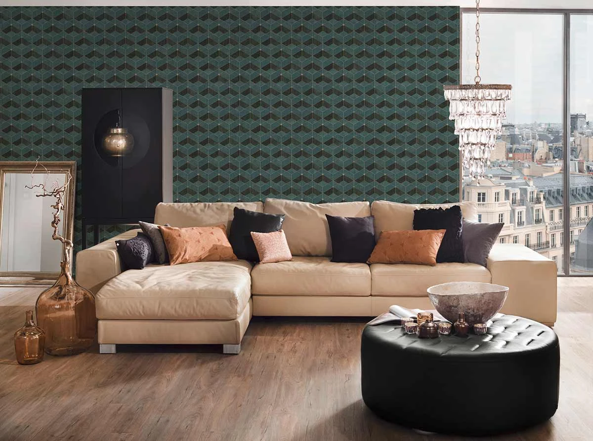 Tapete Vlies 3D-Effekt Grafisch grün schwarz gold 38202-3 Tapete Vlies 3D-Effekt Grafisch Grün Schwarz Gold 38202-3 -livingwalls Tapeten Tapete Vlies 3D Effekt Grafisch gruen schwarz gold 38202 3 63209734 1