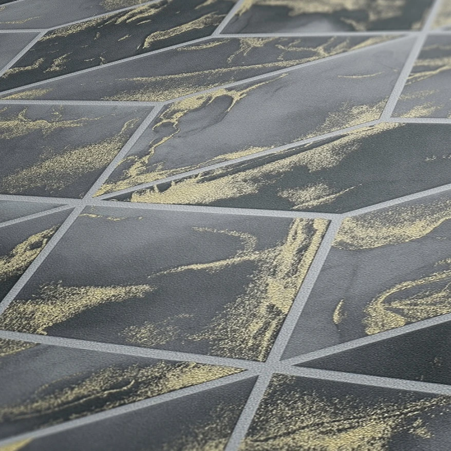 Tapete Vlies 3D Quadrate grau gold Metallic 37863-4 Tapete Vlies 3D Quadrate Grau Gold Metallic 37863-4 -livingwalls Tapeten Tapete Vlies 3D Quadrate grau gold Metallic 37863 4 63206703 1