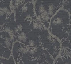 Tapete Vlies Bäume Floral Schwarz Metallic 37867-2