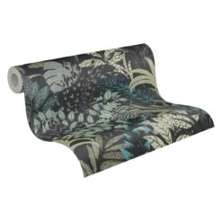 Tapete Vlies Blätter Floral Schwarz Grau Blau 37860-3 -livingwalls Tapeten Tapete Vlies Blaetter Floral schwarz grau blau 37860 3 63206690