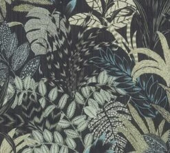 Tapete Vlies Blätter Floral Schwarz Grau Blau 37860-3