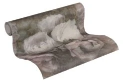 Tapete Vlies Blumen Grün Grau Flieder Weiß 37392-1