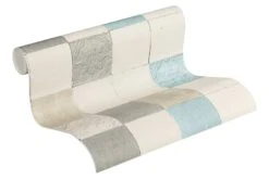 Tapete Vlies Fliesenplatten Grauweiß Beige Blau 37406-1