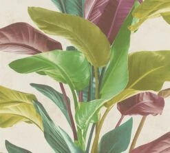 Tapete Vlies Floral Blätter Grün Rot Weiß 37862-1