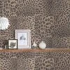Tapete Vlies Kacheln Leopard Braun Beige Glanz 38523-3