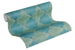 Tapete Vlies New Walls Fliesen Blau Blaßgrün 37421-4