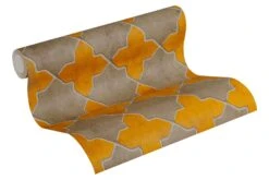 Tapete Vlies New Walls Fliesen Gelb Taupe 37421-2