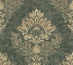 Tapete Vlies Ornamente Beige Dunkelgrün Metallic 37901-1