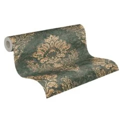 Tapete Vlies Ornamente Beige Dunkelgrün Metallic 37901-1 -livingwalls Tapeten Tapete Vlies Ornamente beige dunkelgruen Metallic 37901 1 63206735 3