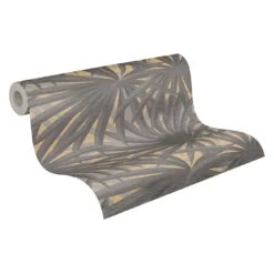 Tapete Vlies Palme Blätter Grau Gold Metallic 37861-1 -livingwalls Tapeten Tapete Vlies Palme Blaetter grau gold Metallic 37861 1 63206692 5
