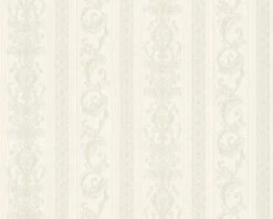 Tapete Vlies Streifen Weiß Silber Glanz Hermitage 33547-1