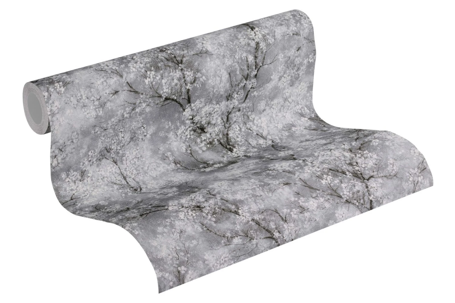 Tapete Vlies Ranken Mit Blumen Grau Weiss Schwarz 37420-1