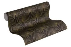 Tapete Vlies Retro Schwarz Gold Metallic 37427-3