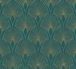 livingwalls Tapeten -livingwalls Tapeten Tapete Vlies Retro tuerkis gold Metallic 37427 5 63202546 2