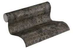 Tapete Vlies Grafisch Muster Anthrazit Schwarz Gold 37424-6