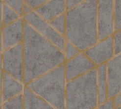 Vliestapete Beton Grafik Dunkelgrau Gold Glanz 36928-1