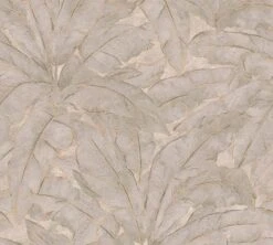 Vliestapete Blätter Tropisch Taupe Gold Glanz 36927-5